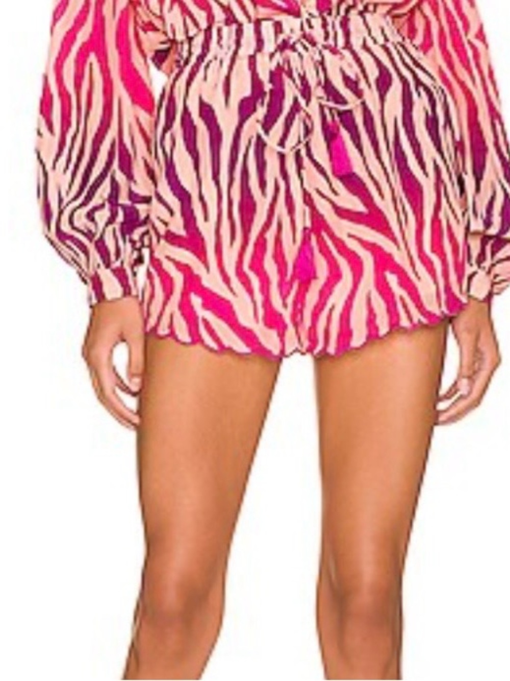 Rococo SandxREVOLVE Alora Short Pink Zebra Print Tassel Scallop Hem Size L BNWT